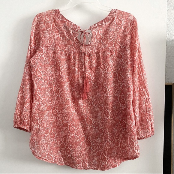 World Market paisley boho v-neck summer blouse, pink - Picture 2 of 9